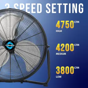 Tornado 810058283108 20 Inch High Velocity Metal Floor Fan 3-speed Powerful Cooling For Industria #3