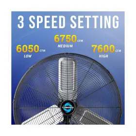 Hi-fan-24mowf-a-1p Tornado 24 Inch Pro Series High Velocity Oscillating Wall Mount Fan For Comme #3