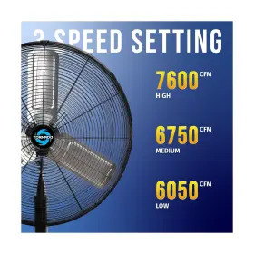 Hi-fan-24pf-1p Tornado 24 Inch High Velocity Stationary Non-oscillating Metal Pedestal Fan C #3