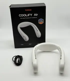 B0fbrtkt8l Torras Coolify Air Neck Fan Portable Wearable Cooling Rechargeable White
