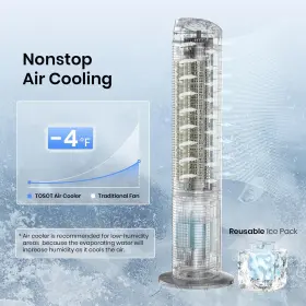 360m Tosot 811820025766 Tower Fan Oscillating 80 Cooling With 2 Ice Packs Cfm /h 3 Speed #3