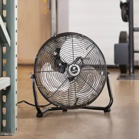 Cf-12 Tpi 12 Inch 3 Speeds Fixed Industrial Floor Fan 1050 Cfm - Black