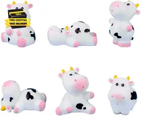 Treehouse 726084230552 6 Pcs Cow Figures For Kids Cute Animal Toys Set Cake Toppers Fairy Garden M