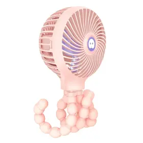 Trelc 787446990873 Mini Handheld Stroller Fan Personal Portable Baby With Flexible Tripod
