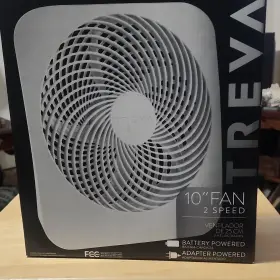 21224fw Treva 10 Inch Table Fan 2-speed Battery Or Electric Powered White Model