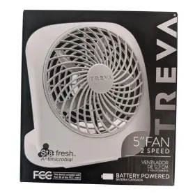 Treva 755247172958 5 Inch 2-speed Portable Battery-powered Fan With Adjustable Tilt And Sta-fresh A
