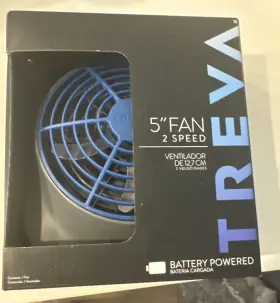 Treva 755247210216 5 Inch Fan 2 Speed Battery Powered Adjustable Tilt Portable Black And Blue