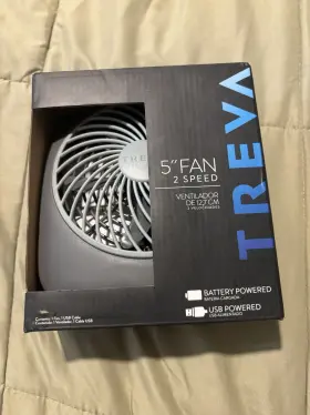 Treva 755247212616 5 Inch Portable Desk Fan - Brand New Battery Powered