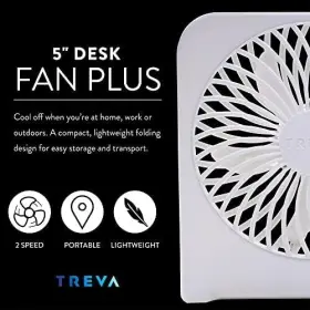 Treva 755247213231 5inch Usb And Battery Powered Desk Fan With Two Cooling Speeds Adjustable Ti #3