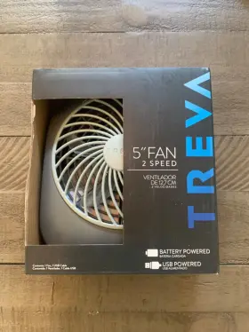 Fd05011 Treva 5 Inch Battery /usb Powered Portable Desk Fan With 2 Cooling Speeds