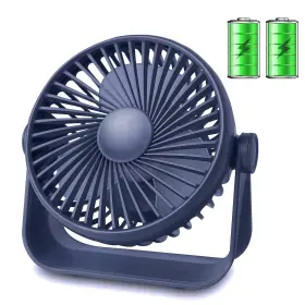 Tripole 655160631504 Desk Fan Small Table Rechargeable Battery Operated Mini 360 Degree Ro