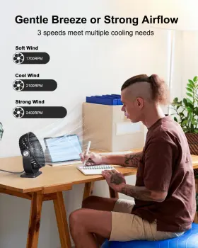 360rota Tripole 655160631559 Small Desk Fan Usb Powered Portable 3 Speeds Strong Airflow Mini #2