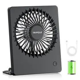 Tripole 976004530659 Mini Portable Desk Fan Rechargeable Ultra Quiet Small 4.5 Inch Personal T