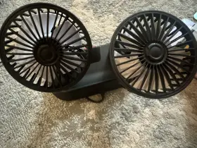 Dc201 Tripole Car Fan Portable Dual Head Electric Vehicle Mounted Usb 300 Degree Rotat #2