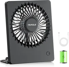 Kw59 Tripole Mini Portable Desk Fan Rechargeable Ultra Quiet Small 12 Inch Black