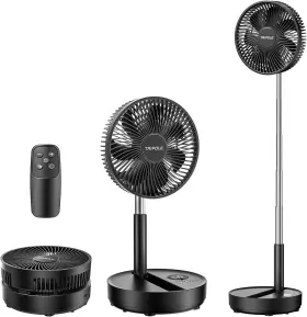 Kw64 Tripole 8.1 Inch Portable Standing Fan 8000mah Rechargeable Oscillating Remote Led