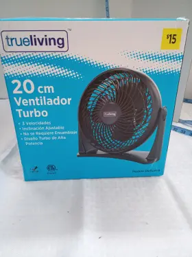 Dgtlhv8 True Living 8 Inch Black Turbo Fan. 3 Speed Settings