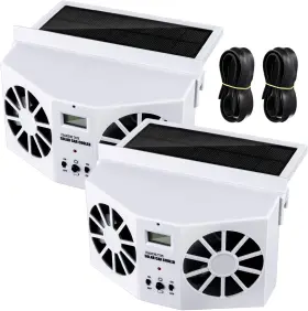 Sew-tujoe-1569 Tujoe 2 Pack Solar Powered Car Exhaust Fan 3 Fans Window 4500 Rpm Air White