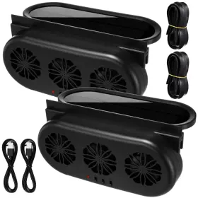 Sew-tujoe-1625 Tujoe 2 Pack Solar Powered Car Exhaust Fan 3 Fans Window Air Vent Radiator Sola