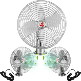Sew-tujoe-1938 Tujoe 2 Pcs 12v Car Rv Cooling Fan With Speed Switch Heavy Duty Metal Cigarette