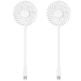Sew-tujoe-43 Tujoe 2 Pcs Usb Fan Mini Portable For 360 Degree Rotation Desk White