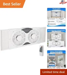 Twin 075877132765 Versatile 9-inch Window Fan Remote Control And Adjustable Width Features