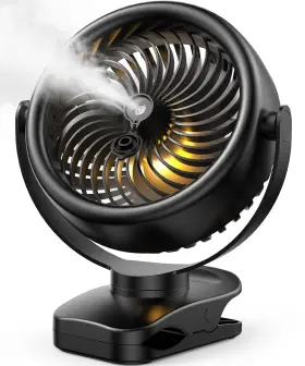 Tyzu 716035337430 7 Inch Portable Fan Misting 4000 Mah Battery Operated Outdoor