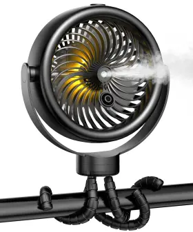 Tyzu 716035509066 Portable 7 Inch Misting Fan With Flexible Tripod 4 Speeds And Timer Persona