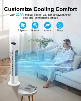 Uthfy 608571730861 Oscillating Bladeless Tower Fan With Remote Quiet Cooling Portable Electric #2