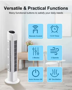 Uthfy 608571730861 Oscillating Bladeless Tower Fan With Remote Quiet Cooling Portable Electric #3
