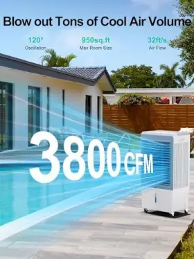 Uthfy 774882973423 Evaporative Air Cooler 6000 Cfm Swamp With 13.5 Gallon Water Re #2