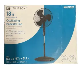 Sd18-9rr Utilitech 18-in 3-speed Indoor Black Oscillating Pedestal Fan With Remote