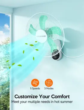 Vagkri 975123038367 Wall Mount Fan 16 Inch With 5 Blades Speeds 8 Hour Timer #2