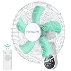 Vagkri 975123038367 Wall Mount Fan 16 Inch With 5 Blades Speeds 8 Hour Timer