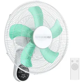 Va-wf01 Vagkri Wall Mount Fan 16 Inch Quiet Oscillating With Remote 5 Blades Speeds
