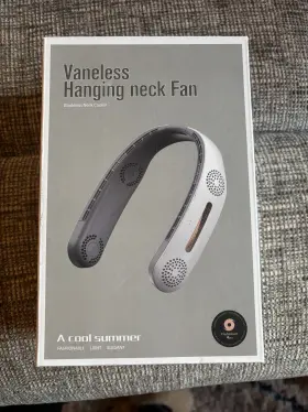 X004446ivj Vaneless Brand Hanging Neck Fan Rechargeable Bladeless Comfortable- New/white