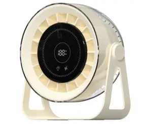 Hx-f305a Vasivo Usb Small Quiet Desk Fan 4000mah Portable Rechargeable Led Display Beige