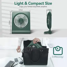 Veakson 669936718801 Small Portable Desk Fan Usb&battery Operated 3 Speeds 3000mah Rechargeable Trave #2