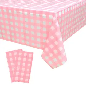 Vedran 606267247433 2 Pack Pink Gingham Tablecloth Decorations And White Checkered B