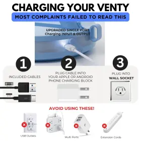 Venty 196852590452 Original Portable Fan - Wireless Battery Operated With 4 Speeds Led Ligh #3