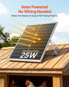Vevor 197988190813 Solar Powered Fan Kit 25w Panel 4 Fans 2668rpm For Greenhouse Coop Shed Tent