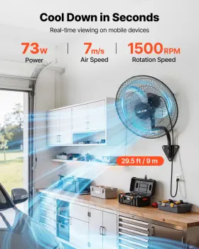 Vevor 197988373056 18 Inch Wall Mount Fan Oscillating 3 Speed Industrial Garage Workshop