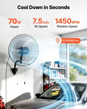 Vevor 197988373179 20 Inch Wall Mount Fan Oscillating 3 Speed Industrial Garage Workshop Black