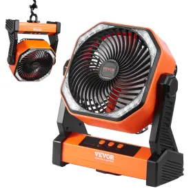 Vevor 197988458319 8 Inch Portable Fan Rechargeable With Led Lantern 4 Speeds Adjustable