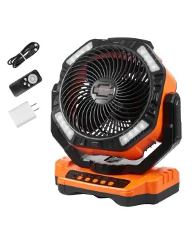 Vevor 197988458555 13 Inch Portable Fan Rechargeable With Led Lantern 4 Speeds Swivel Timer