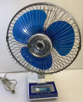 E20739 Victory Vtg Fan 12 Inch Oscillating 3 Speed Blue Blades Table Top Fully Tested Vf-12