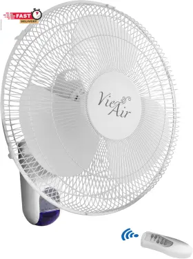 Vie Air 313043467496 16 Inch Plastic Wall Fan With Remote Control In White