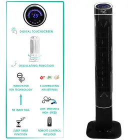 Va50tf Vie Air 50 Inch Luxury Digital 3 Speed High Velocity Tower Fan With Fresh Io