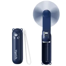 F502navy Vigorlife Mini Handheld Fan Usb Rechargeable 3 In 1 Navy Blue