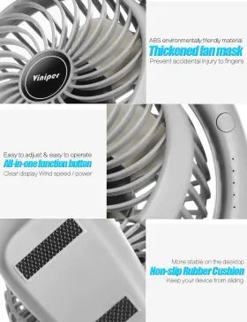 Zls-87 Viniper Portable Fan 3 Speeds 8-24h Runtime 180 Rotation Compact And Mighty